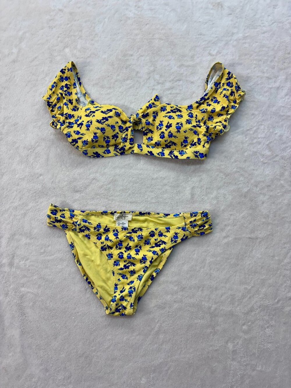 Jessica Simpson Women's Yellow and Blue Bikini --- Size M --- Great Condition!!